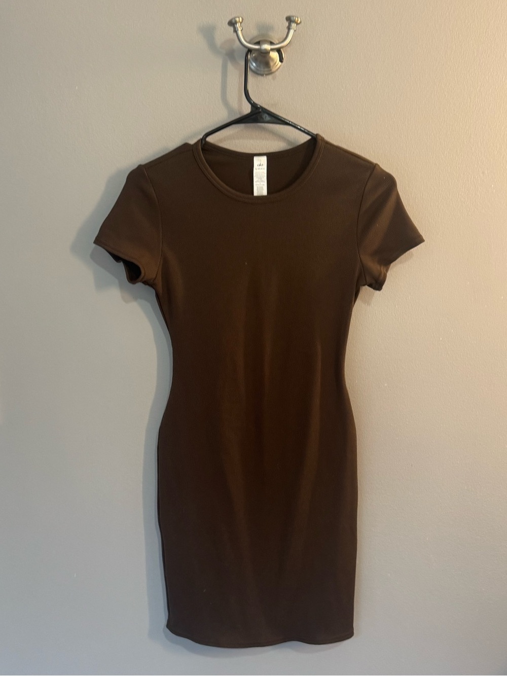 ALO Yoga Brown Short-Sleeve Bodycon Mini Dress